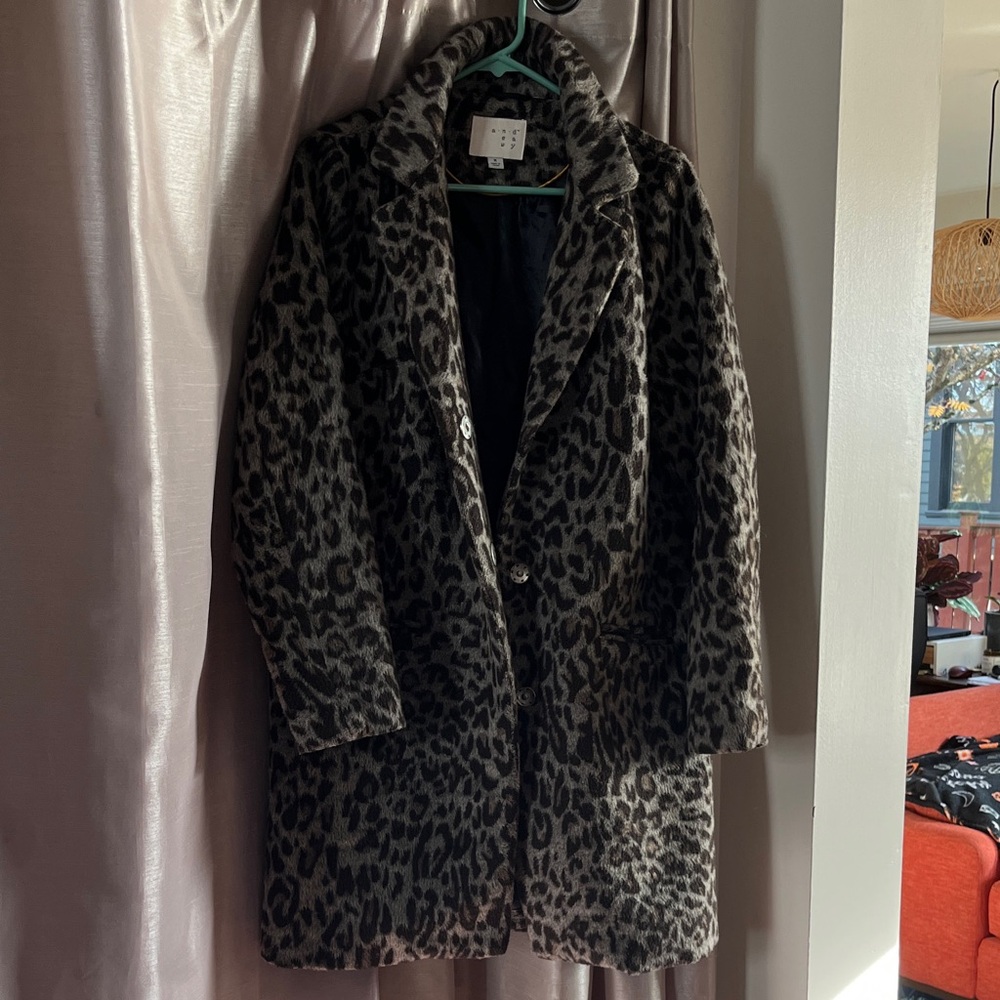 a new day Black and Gray Leopard Teddy Jacket